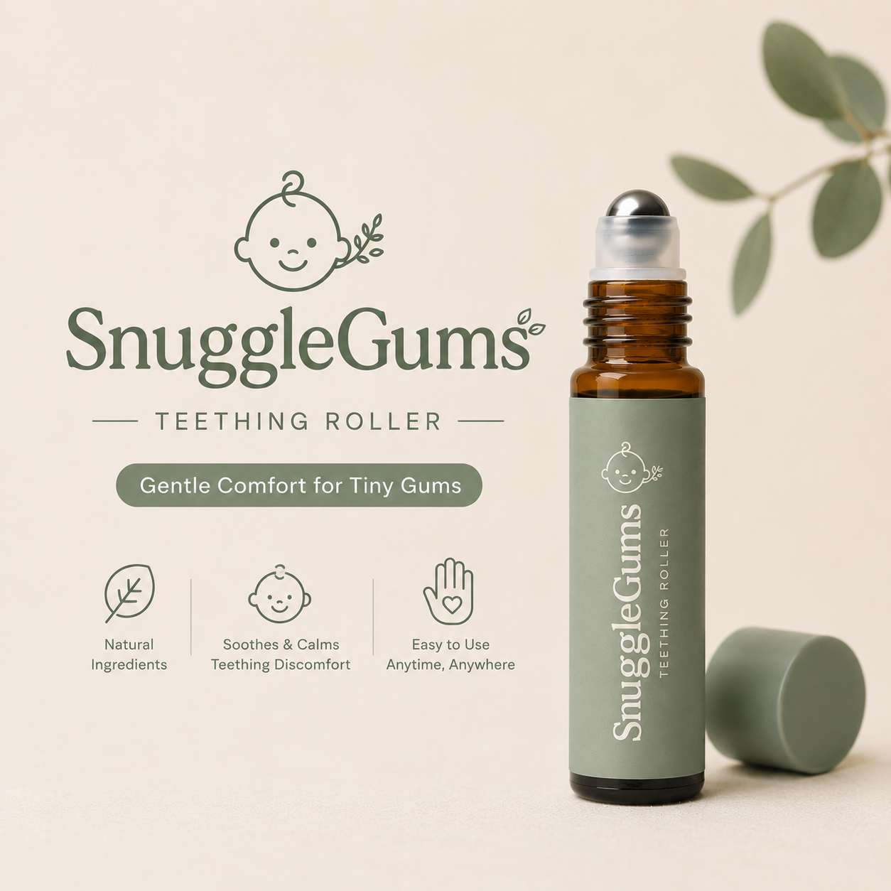 SnuggleGums Teething Roller (All natural, 0months+)